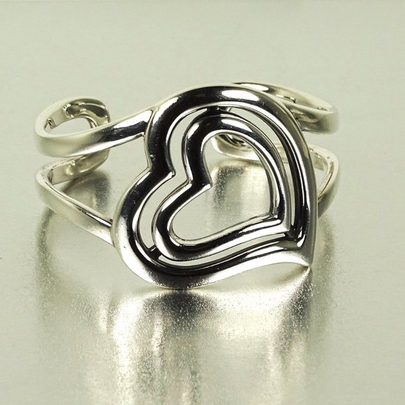 Barry Kieselstein-Cord Sterling Silver Double Heart Wide Cuff Bracelet - Picture 6 of 12